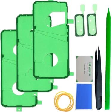 Imagem de iStable Adesivo de cobertura traseira para Samsung Galaxy S21 Substituição de fita para tampa de bateria, kit de reparo de fita adesiva dupla face pré-fabricada SM-G991B/DS (3 peças)
