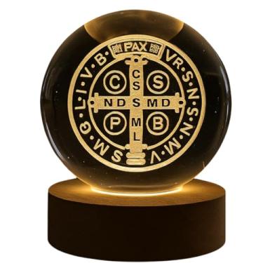 Imagem de Luminária de Mesa Devocional Medalha de São Bento LED 6cm – Luz Sagrada com Design Religioso, Símbolo de Proteção e Fé para Ambientes, Oratórios e Decoração Espiritual Premium