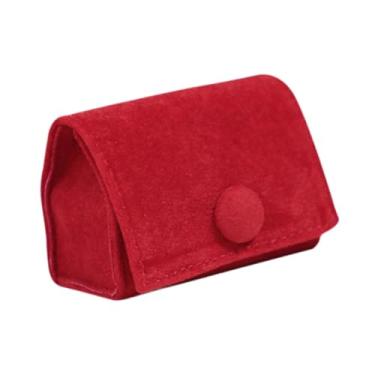 Imagem de simhoa Mini Organizador de Botões, Caixa de Joias em Veludo Macio, Porta-Brincos, Pulseiras e Anéis para Mulheres, Vermelho