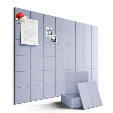 Imagem de Fluxynara Quadro de avisos grande de feltro 122 cm x 91 cm Alternativa para quadro de cortiça - pacote com 12 com 70 abas adesivas removíveis seguras, quadros de cortiça para paredes, quadro de