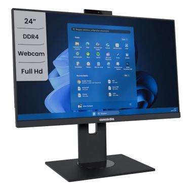 Imagem de Computador All In One Concórdia Core i3 12100 8GB DDR4 SSD 256GB 23.8`` Full HD Webcam WiFi Windows 11 Pro Preto