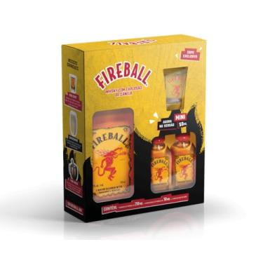 Imagem de Kit Fireball 750ml + 2 Miniaturas 50ml + 1 Copo de Shot de Vidro