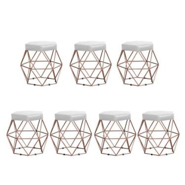 Imagem de Kit 7 Puffs decorativos aramado Vanessa-material sintético branco - GA