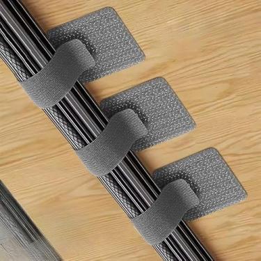 Imagem de 10 peças de abraçadeiras de cabo, gerenciamento de cabos sob a mesa, autoadesivo, organizador de cabos aderentes, organizador de fios para TV, PC, laptop, Ethernet, desktop, branco, preto (cinza)