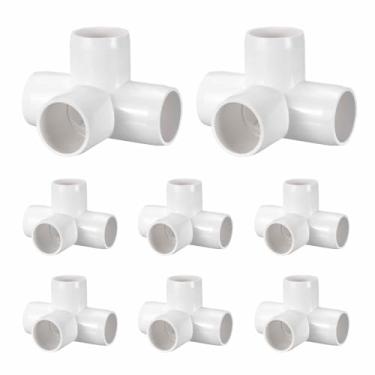 Imagem de DTGN 8 peças de encaixe de PVC de cotovelo de 1/5.1 cm, encaixe de tubo de PVC de grau cruzado de 4 vias SCH40, conector de cotovelo de canto DIY para móveis de construção, conexão de estrutura de