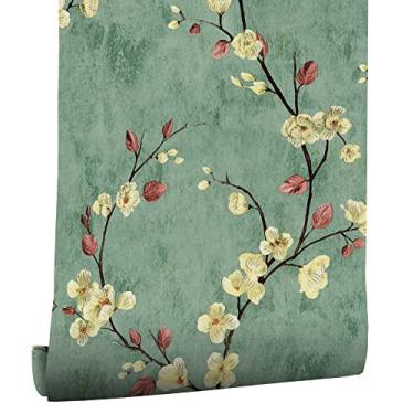 Imagem de myforHD Papel de parede autoadesivo floral adesivo de vinil papel de parede 43,9 cm x 300 cm folha decorativa cobertura de parede gaveta e forro de prateleira papel aderente