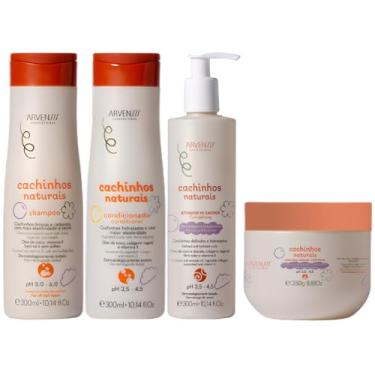 Imagem de Kit Arvensis Cachinhos Naturais Linha Infantil 4 Produtos C/Ativador Completo Vegano Sem Sulfato