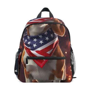 Imagem de GAIGEO Beagle Dog USA American Baby Backpack with Whistle, 2 Bottle Pockets, Lightweight, Baby Backpack for Daycare 10x4x12 In, for Ages 3-8