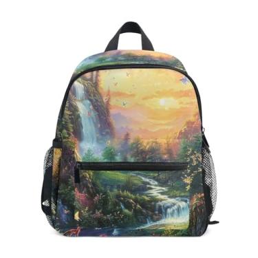 Imagem de GAIGEO Landscape Sprint Forest Scene Small Toddler Backpack, 10x4x12 In, Small Girls Backpack Includes Water Bottle Pockets, Whistle Clip for Safety