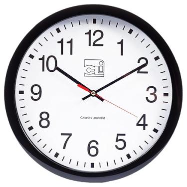 Imagem de Charles Leonard Relógio de parede, quartzo fino de 35,5 cm com mostrador de 30,5 cm, analógico com segundo ponteiro, preto/branco (76820)