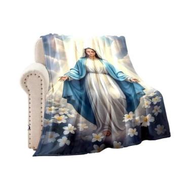 Imagem de Cobertor De Flanela Quente E Confortável Com Imagem Da Virgem Maria Pa
