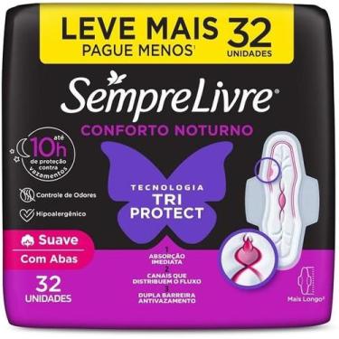 Imagem de Absorvente Sempre Livre Conforto Noturno Cobertura Suave Com Abas 32 u