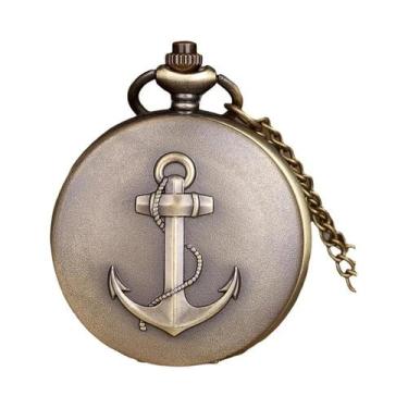 Imagem de Relógio De Bolso Antigo Com Gancho De Âncora Em Quartzo Com Corrente D