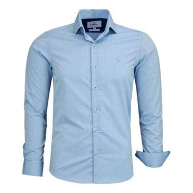 Imagem de Camisa Social Mesclado Amil Slim Manga Longa Elastano 1875, Azul, 1