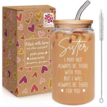Imagem de Qubereeree Presentes de aniversário de irmãs da irmã - Always Be There for You Copo de café de 340 g para mulheres Besties, Best Sister Ever Christmas Presentes de Dia das Mães para Soul Sisters