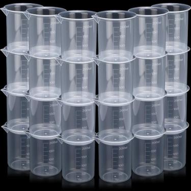 Imagem de Tatuo 50 peças de copos de mistura de plástico descartáveis copos medidores em forma de V, copo transparente a granel epóxi com graduado para resina, laboratório, líquido, arte de tinta acrílica