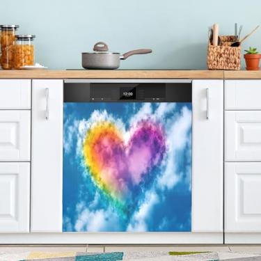 Imagem de ATTX Capa magnética para lava-louças Dia dos Namorados | Adesivo decorativo de eletrodomésticos de 58 x 66 cm para armários domésticos e eletrodomésticos #87