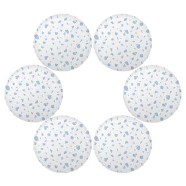Imagem de Wassud Jogo americano conjunto de 6 tapetes de mesa redondos com estampa de terraço azul para cozinha e jantar, lavável, resistente ao calor, decoração de mesa 39 cm