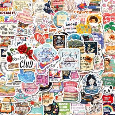 Imagem de 100 peças de adesivos de livro para Kindle, adesivos de vinil de leitura estética holográfica espessos para garrafas de água Kindle | Mais fácil de descascar | Resistente a arranhões e desbotamento |