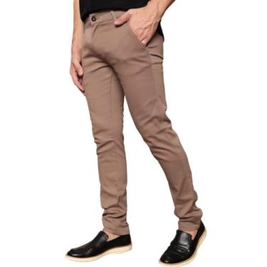 Imagem de Calça Masculina Social Sarja Slim Fit C Lycra Bolso Faca - Mitchelgutt