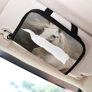 Imagem de SEHANY Suporte de lenços de carro Majestic Horse, caixa de lenços para carro, viseira solar, porta-guardanapos retangular, dispensador de máscara de carro, caixa de lenços de papel para automóveis