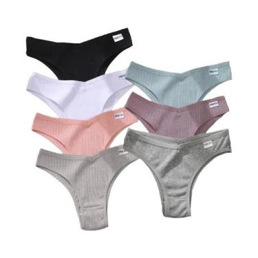 Imagem de Calcinhas Brasileiras De Algodão Listradas De Cintura Baixa Para Mulhe