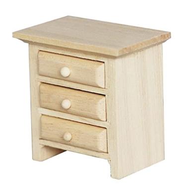 Imagem de Milageto Móveis para Casa de Bonecas em Escala 1/12: Miniatura de Armário de Cabeceira de Madeira para Casa de Bonecas