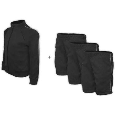 Imagem de Kit Uniforme Escolar Helanca Elanca  Verão Completo Preta - Del France