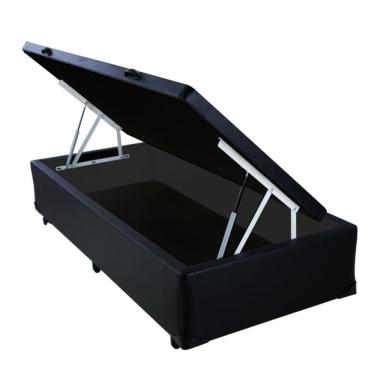 Imagem de Cama Box Solteiro Baú Sonnoforte Corino Preto - 078x188