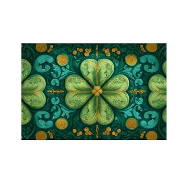 Imagem de Tapete de entrada de 2 x 3 m, trevo, moedas de ouro, tapete de área interna, lavável, antiderrapante, tapetes para porta da frente para hall de entrada, apartamento