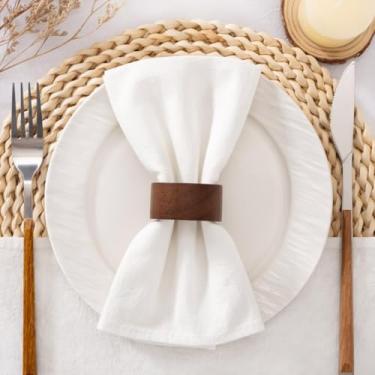 Imagem de Santaben Guardanapos de pano branco marfim conjunto de 4 guardanapos de algodão laváveis a granel 43 cm × 43 cm para decoração de mesa de outono casamento festa nupcial chá de bebê aniversário