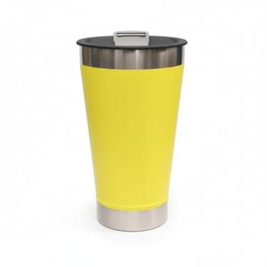 Imagem de Copo Térmico Inox 473ml com Tampa Caneca Isolada Bebida Quente Fria Portátil(AMARELO)