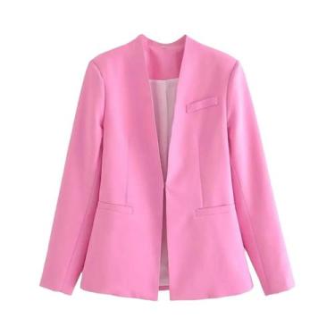 Imagem de Blazer Bege Oversized Com Calças De Cintura Alta E Pernas Largas, Conj