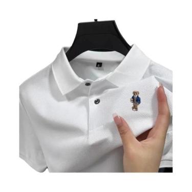 Imagem de Camisa Polo Masculina De Verão 100% Algodão Manga Curta Bordado De Urs