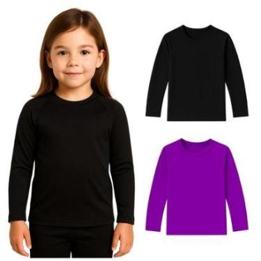 Imagem de Kit 2 Camisetas Manga Longa Infantil Menina Proteção Solar-Feminino