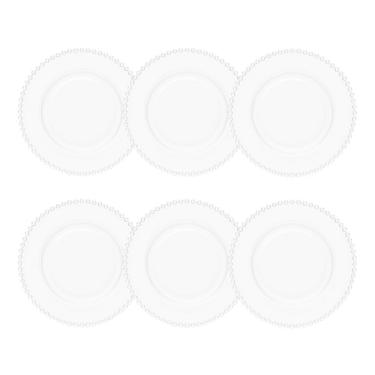 Imagem de Cj 6 Sousplats de Cristal Pearl Bolinha Transparente 32cm Wolff