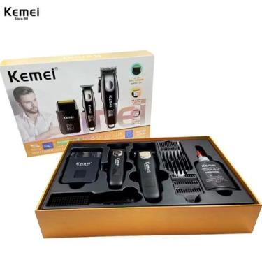 Imagem de Kit kemei 3 em 1 km-8531 cabelo + rosto + corpo bivolt sem fio shaver 