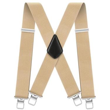 Imagem de Suspensórios Heavy Duty Khaki para homens, estilo X, ajustáveis - Marc