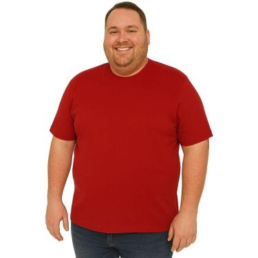 Imagem de Camiseta Adulta Manga Curta Básica Lisa Vermelha Tamanho Plus Size-Masculino
