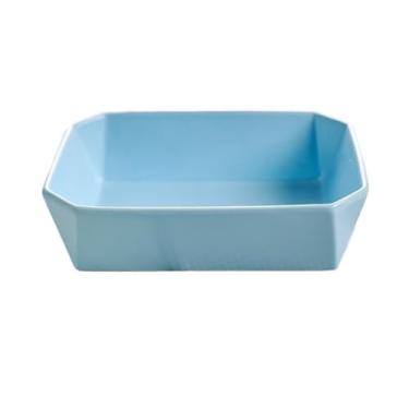 Imagem de Assadeira de lasanha caçarola de cerâmica e assadeira de lasanha, 20 x 15 x 5,7 cm de profundidade retangular para forno, assar, servir prato de lasanha (azul)