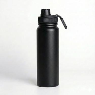 Imagem de Garrafa Térmica 800ml Aço Inox 304 Squeeze Água Gelada 12h Bico Prático Academia (Preto)