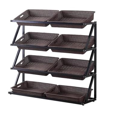 Imagem de Rack de exibição de loja, suporte de exibição de varejo, organizador de prateleira de supermercado versátil, organizador de lanches de despensa de cozinha de chão, com caixa de armazenamento removível