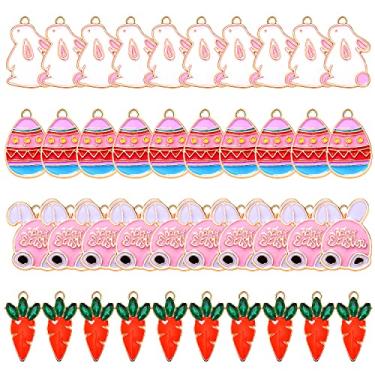 Imagem de NVENF Kit de Joias Páscoa 40 Peças: Pingentes Coloridos, Ovos, Coelho, Berloques, Colar, Pulseira, Brincos, Joias Fofas de Natal