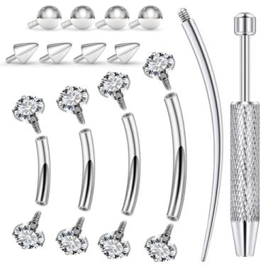 Imagem de Gadeaila Piercing de Sobrancelha, Aço Cirúrgico, Rosca Interna, Barra Curvada, Minúscula, Anel de Sobrancelha, Labret Vertical, Joia para Lábios, Torre de Orelha, Pequeno Anel de Umbigo para Mulheres