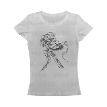 Imagem de Camiseta Feminina Gótica Retrô Anos 90 Emo Com Estampa Anime Y2K Vinta