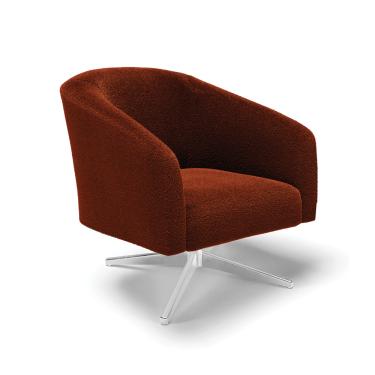 Imagem de Poltrona Decorativa Base Giratória Cromada Stella Bouclê Terra D03 - D'Rossi