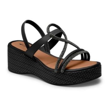 Imagem de Sandália Salto Anabela Mississipi Brilho Calce Facil MF501-Feminino