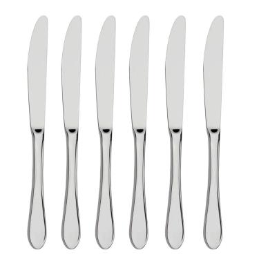 Imagem de Jogo 6 De Facas De Sobremesa Aço Inox Prata Em Casa Tem Linha Bronze 18,5cm