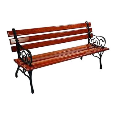 Imagem de Banco de Jardim Francês em Ferro 7 Réguas Madeira Verniz