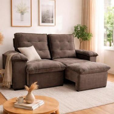 Imagem de Sofá Retrátil e Reclinável 3 Lugares Magazin Marselha Suede Marrom, 20